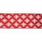 LaRibbons 2 1/2" Wired Ribbon, White Square Flower on Red, 10 Yard Roll
